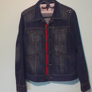 Canadian brand Men's Blue Trucker denim Cowboy Jacket, Medium with MEASUREMENTS